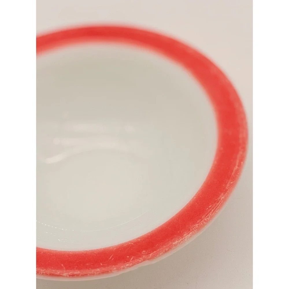Vintage Pyrex Red Rim Milk Glass Bowl 6.5 Inch Round Cereal Soup Bowl 31 USA